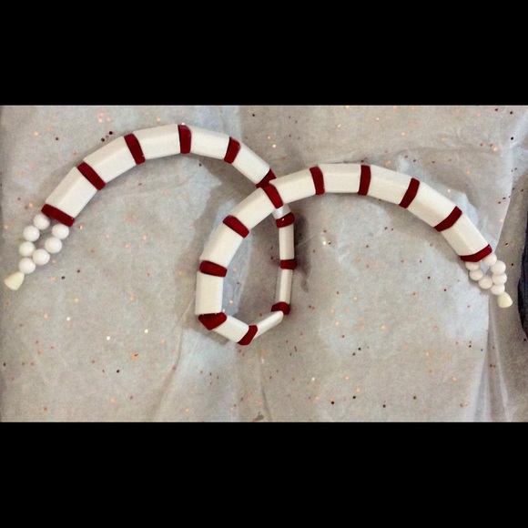 Vintage 80's Red & White Statement Enamel Collar - Picture 6 of 8